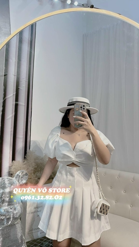 Đầm hở chân ngực dáng ngắn - Bigsize 55-65kg