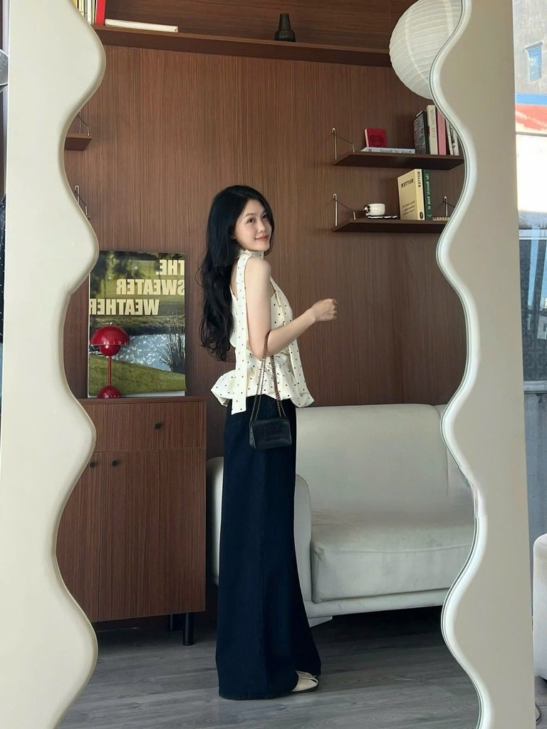 Áo kiểu chéo chấm bi - 783