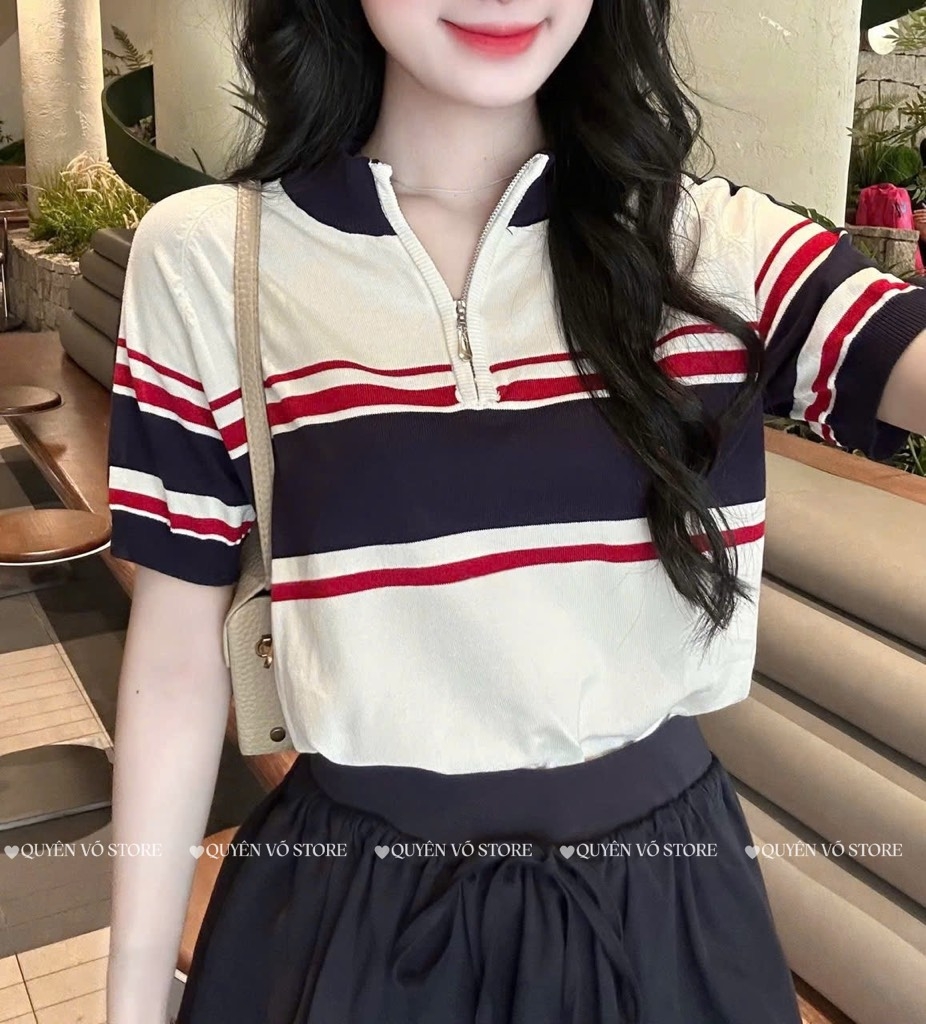 Áo khóa kẻ sọc ngang