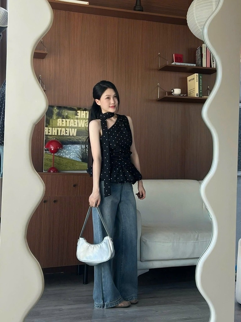 Áo kiểu chéo chấm bi - 783