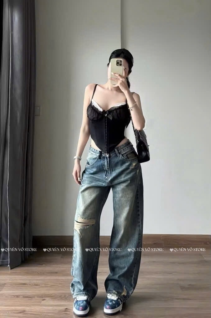 QJ 6540 Quần jean suông