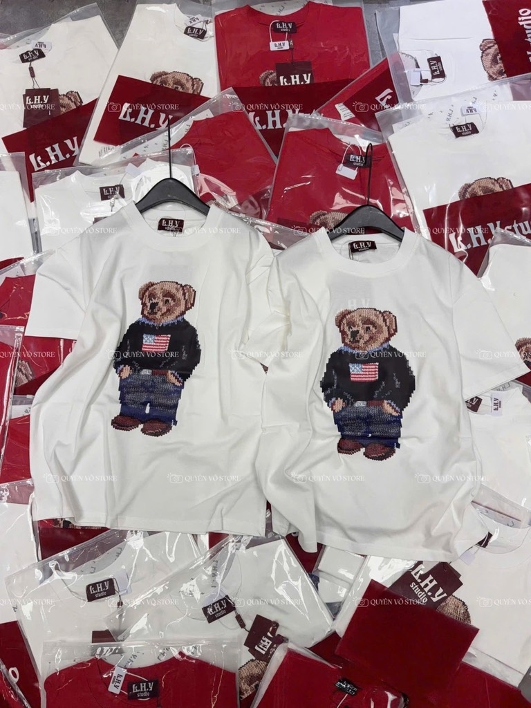 Áo thun gấu teddy - Form rộng dưới 65kg