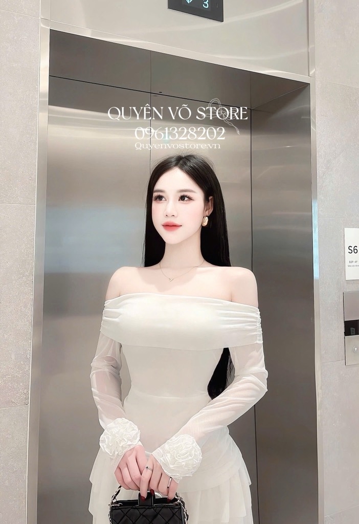 Đầm thun lưới body tay loe
