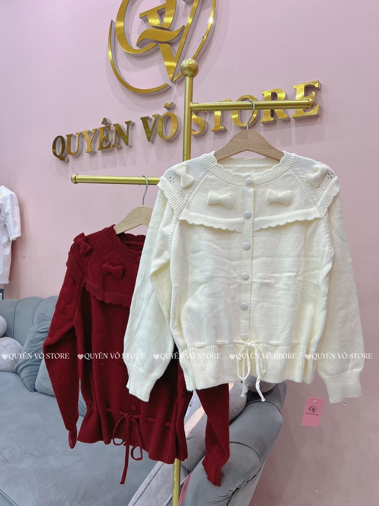 Áo len rút eo bèo nơ