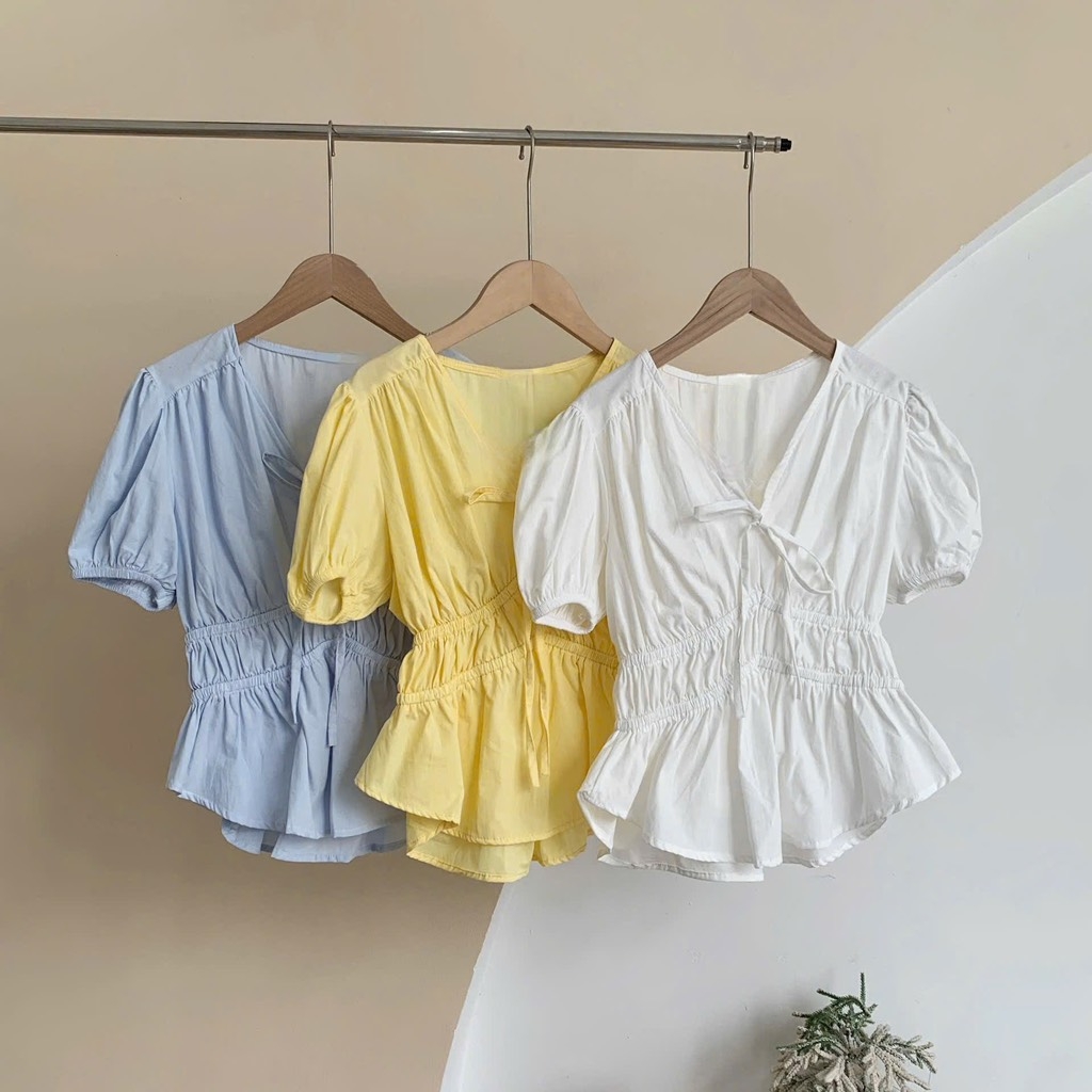 Áo thô cổ V chun eo tk - 838