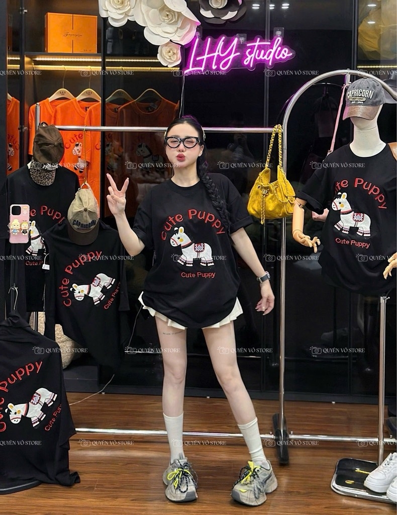 Áo thun ngựa cute - Form rộng dưới 65kg