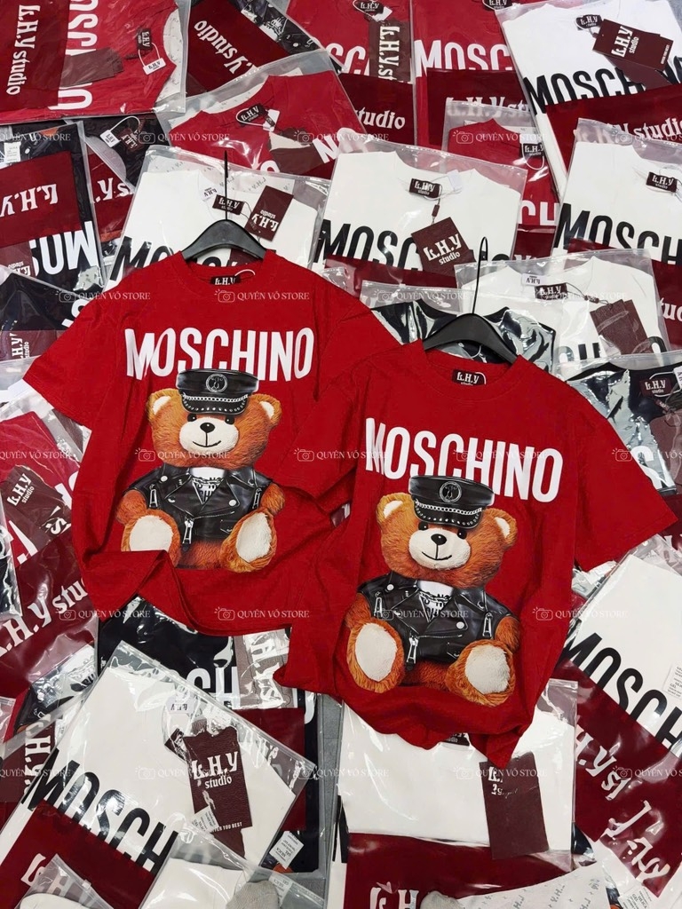 Áo thun gấu Moschino - Form rộng dưới 65kg