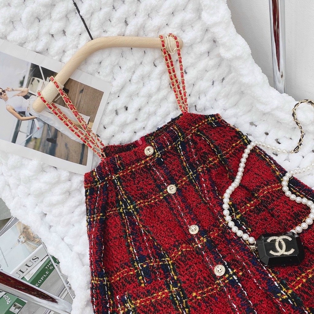 Đầm 2 dây Babydoll đỏ caro