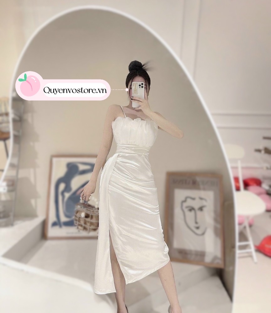Đầm body lụa bèo 1 bên