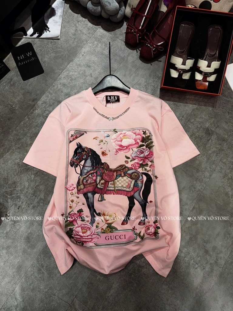 Áo thun ngựa hồng - Form rộng dưới 65kg