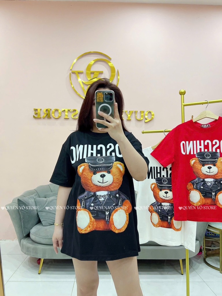Áo thun gấu Moschino - Form rộng dưới 65kg