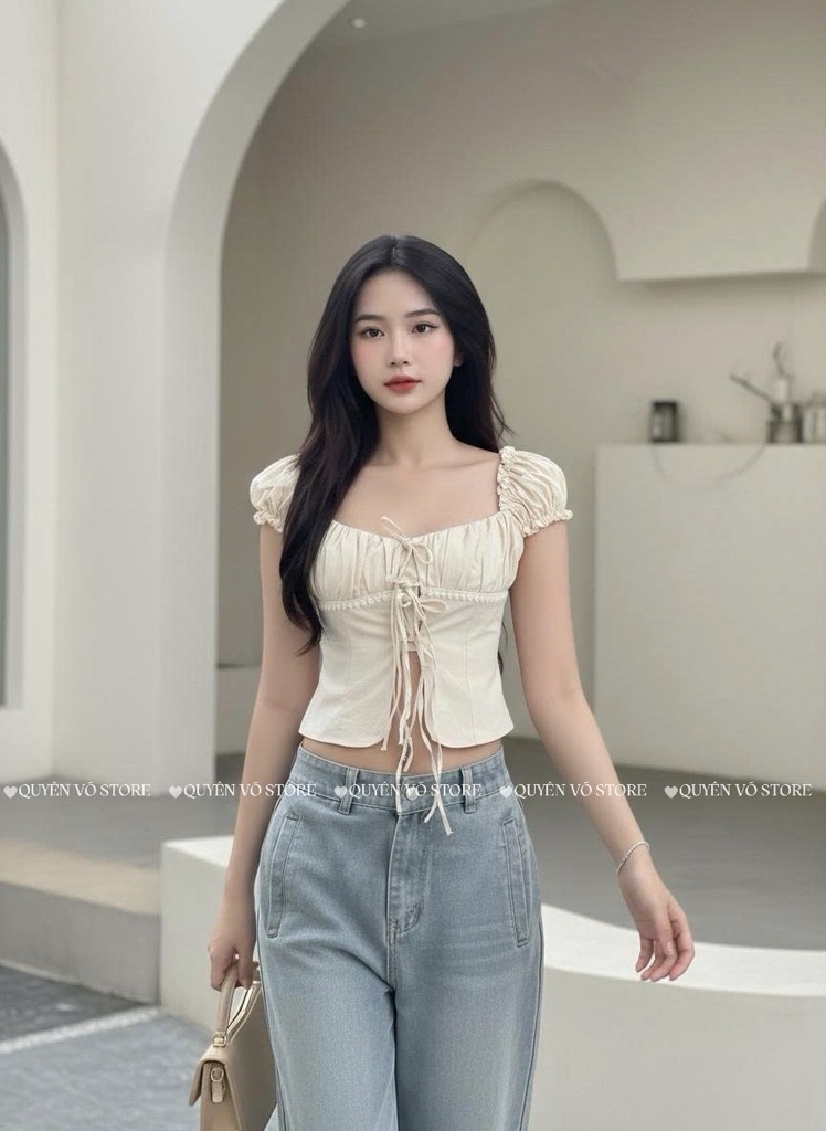 Áo ôm croptop xẻ - BE
