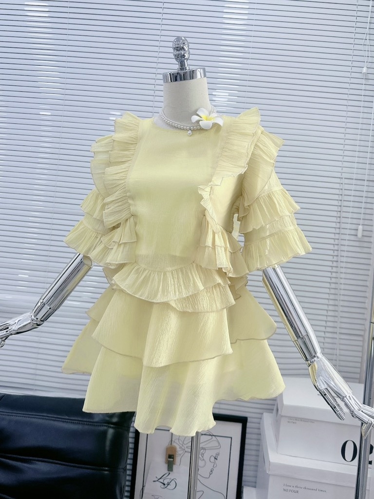 Set tơ Babydoll vàng chanh