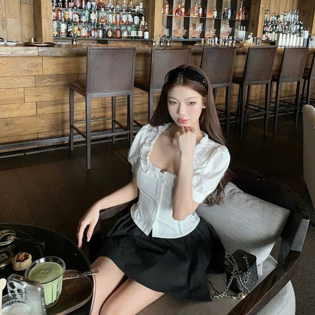 Áo thô cổ bèo tay phồng - 684