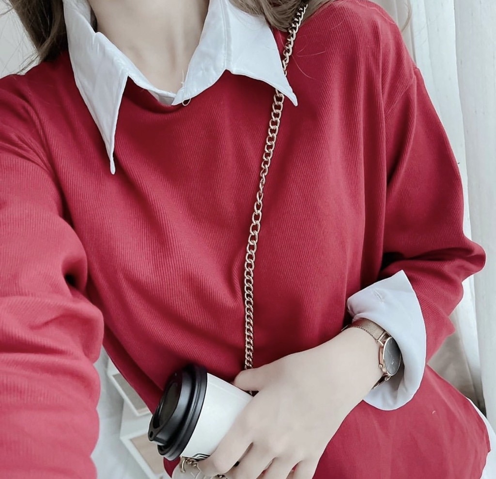 Đầm sơ mi trắng phối gile