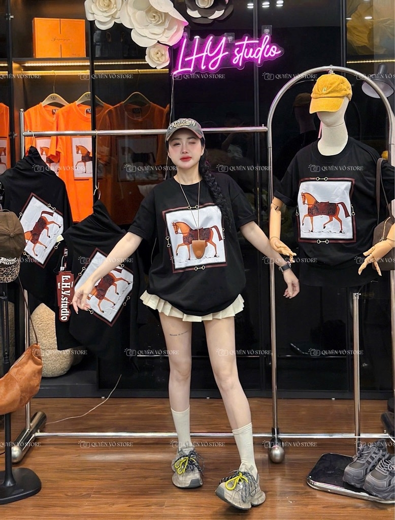 Áo thun ngựa ô vuông - Form rộng dưới 65kg