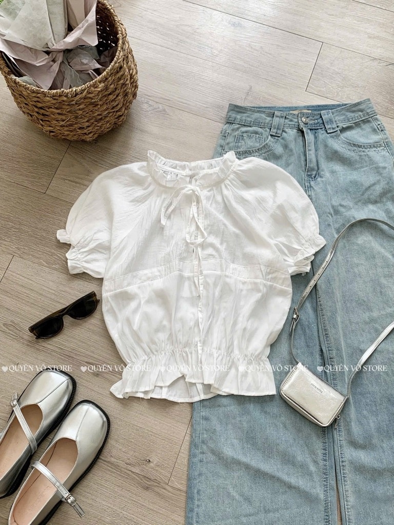 Áo đũi tơ tay phồng tk