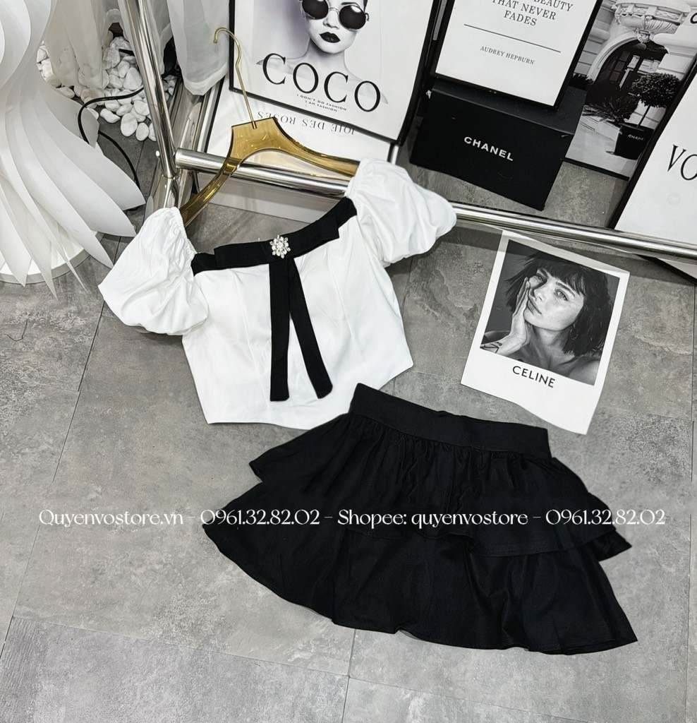 Set Hot Girl nơ ngực kèm tag đá bling