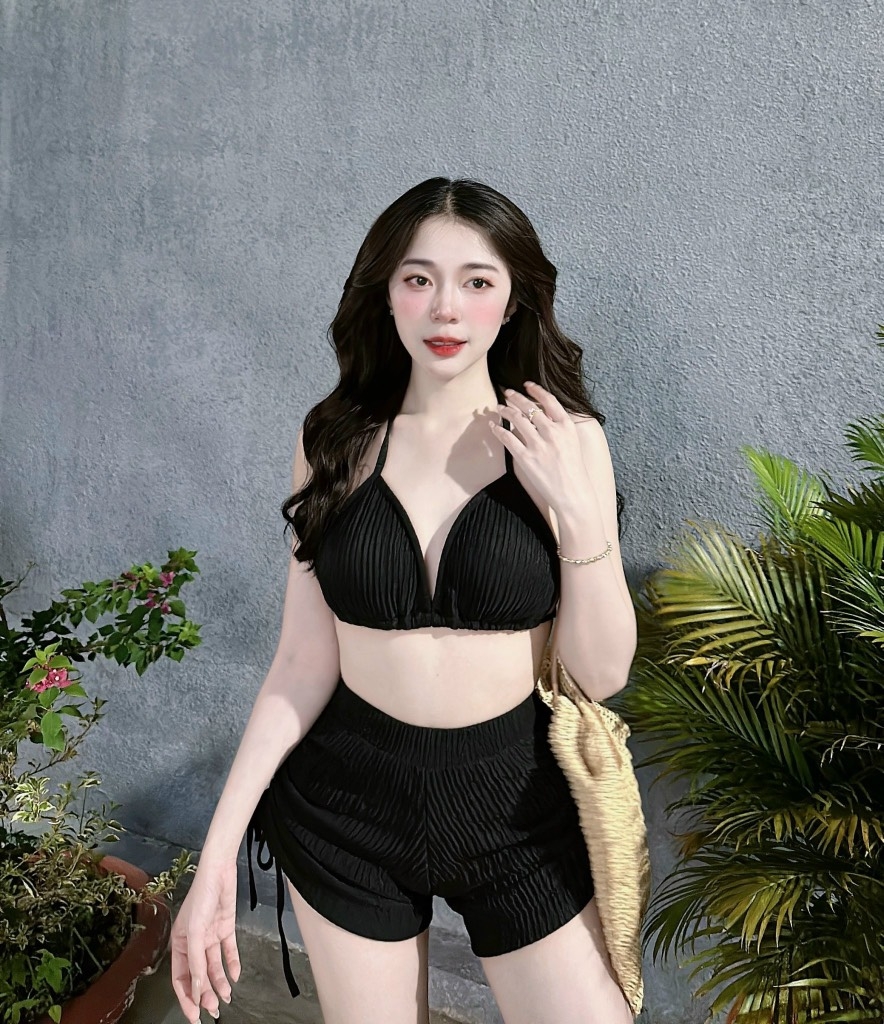 Set bikini quần đùi dây rút
