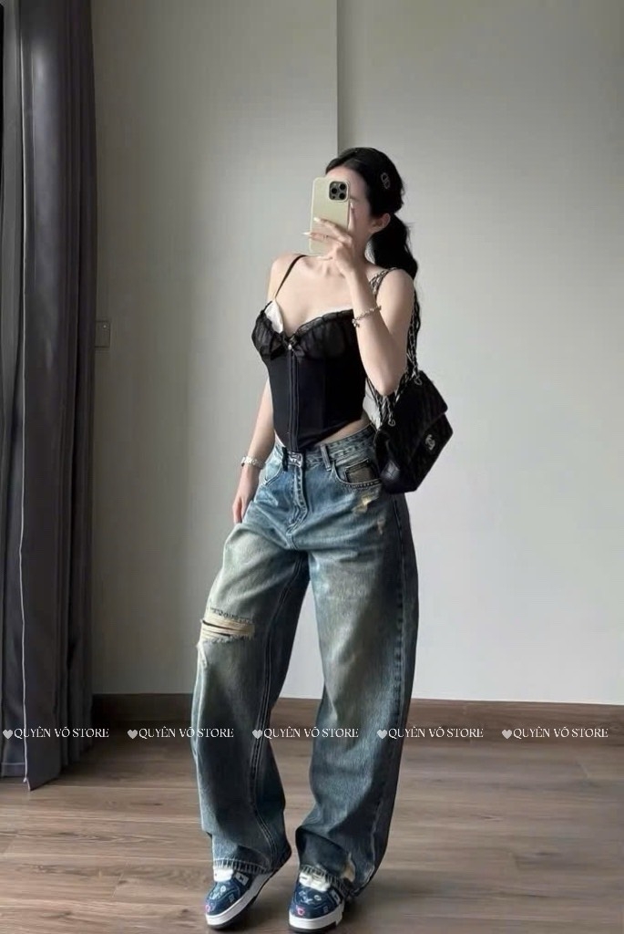 QJ 6540 Quần jean suông