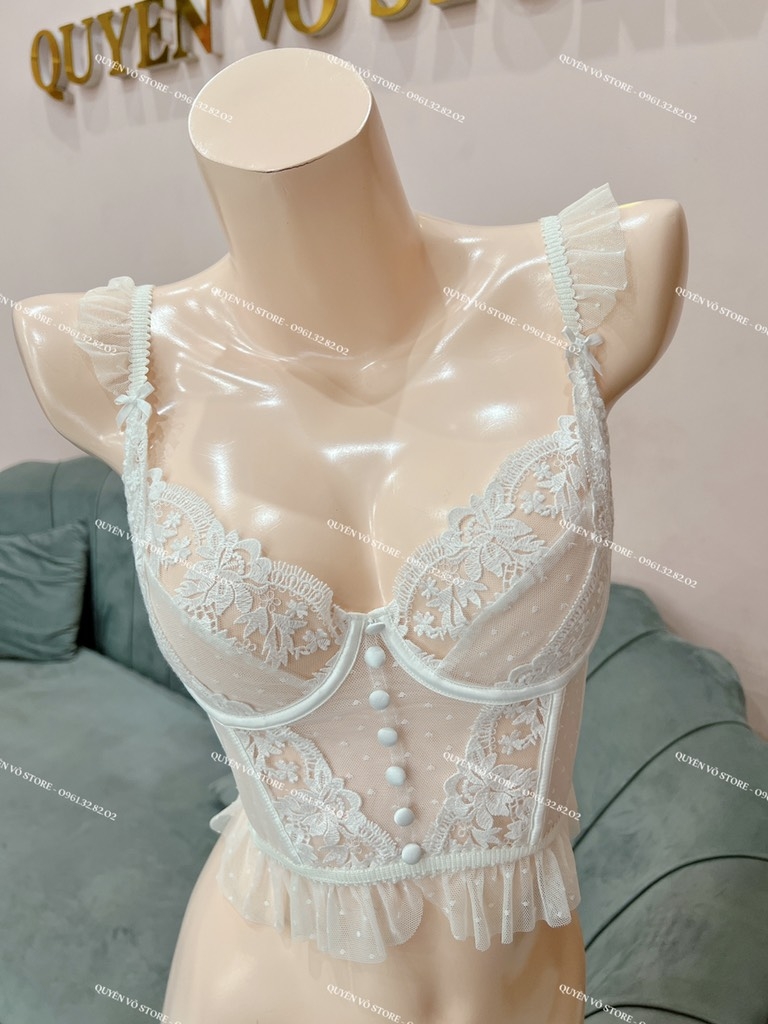 Bra trắng cánh tiên voan bi