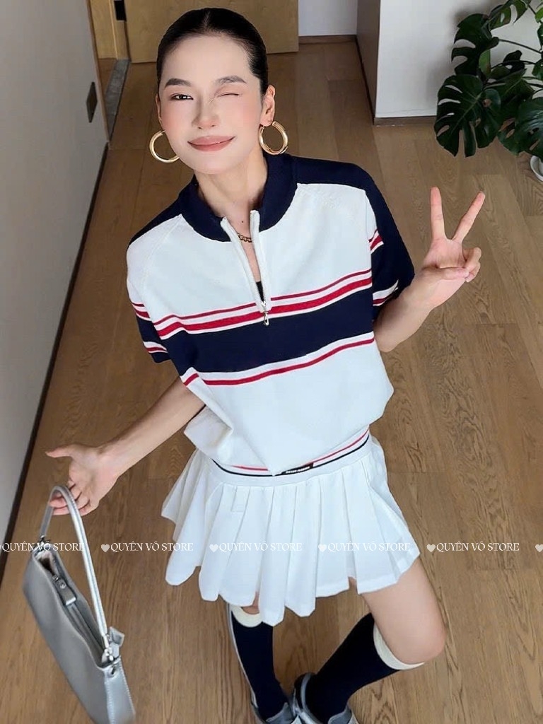 Áo khóa kẻ sọc ngang