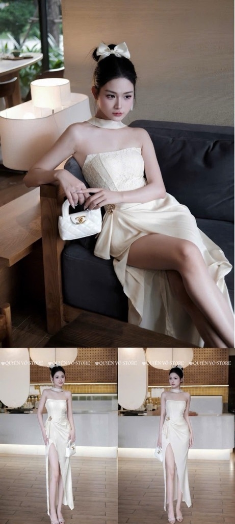 Đầm cúp ngực lụa chẻ đùi
