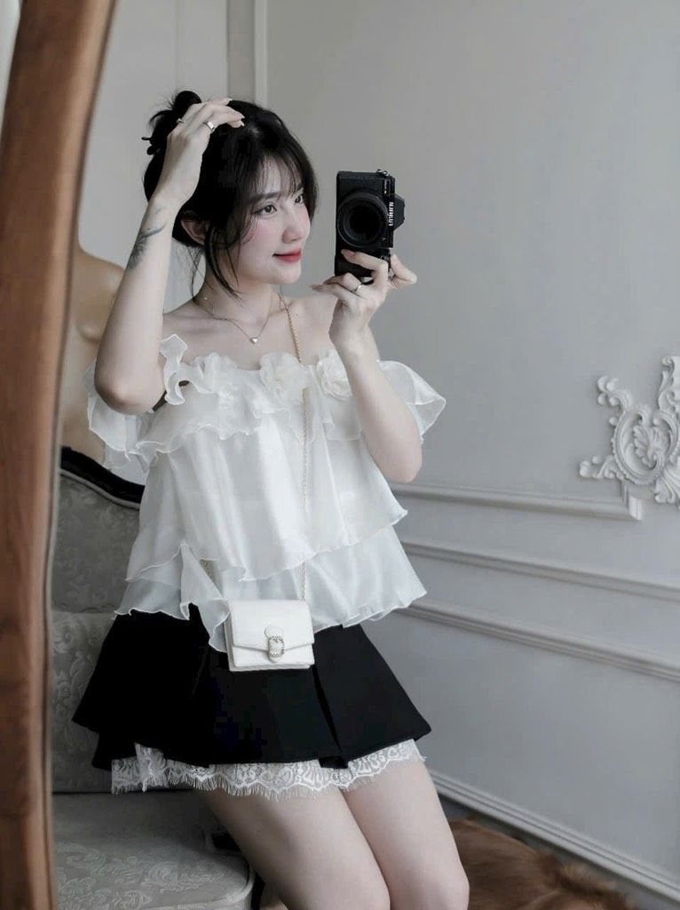Set áo Babydoll voan tầng x chân váy