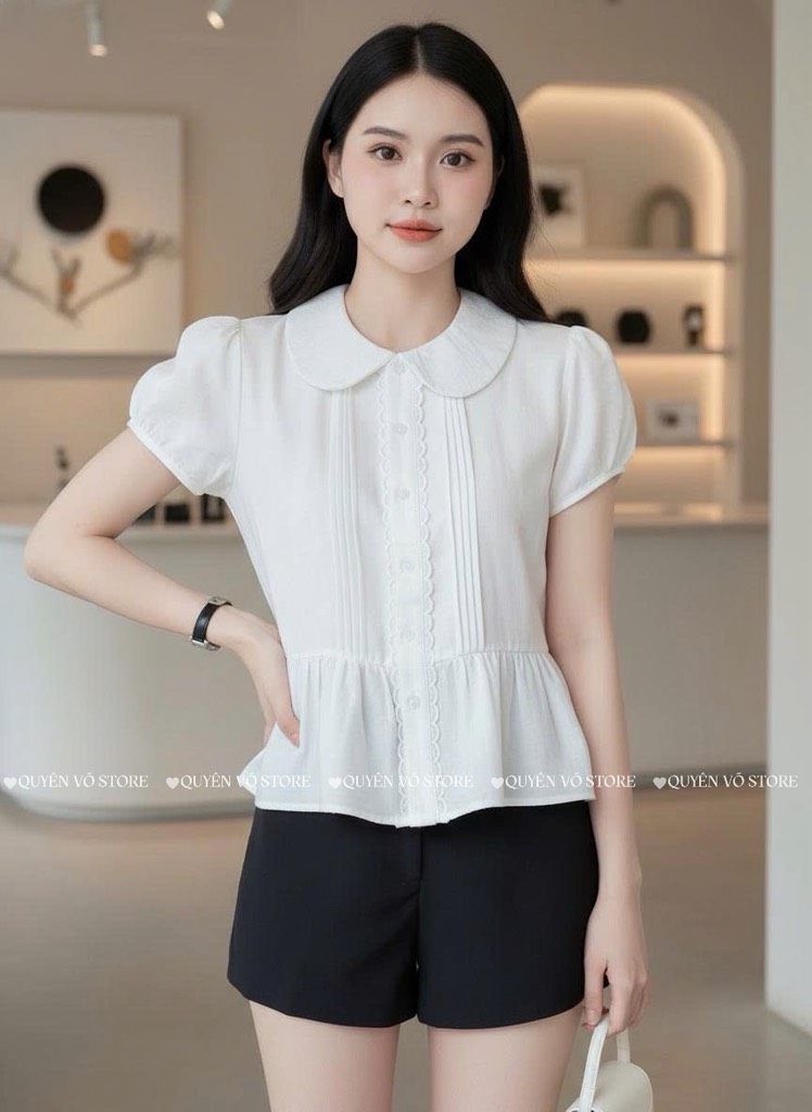 Áo sơ mi babydoll mềm - Trắng 1395