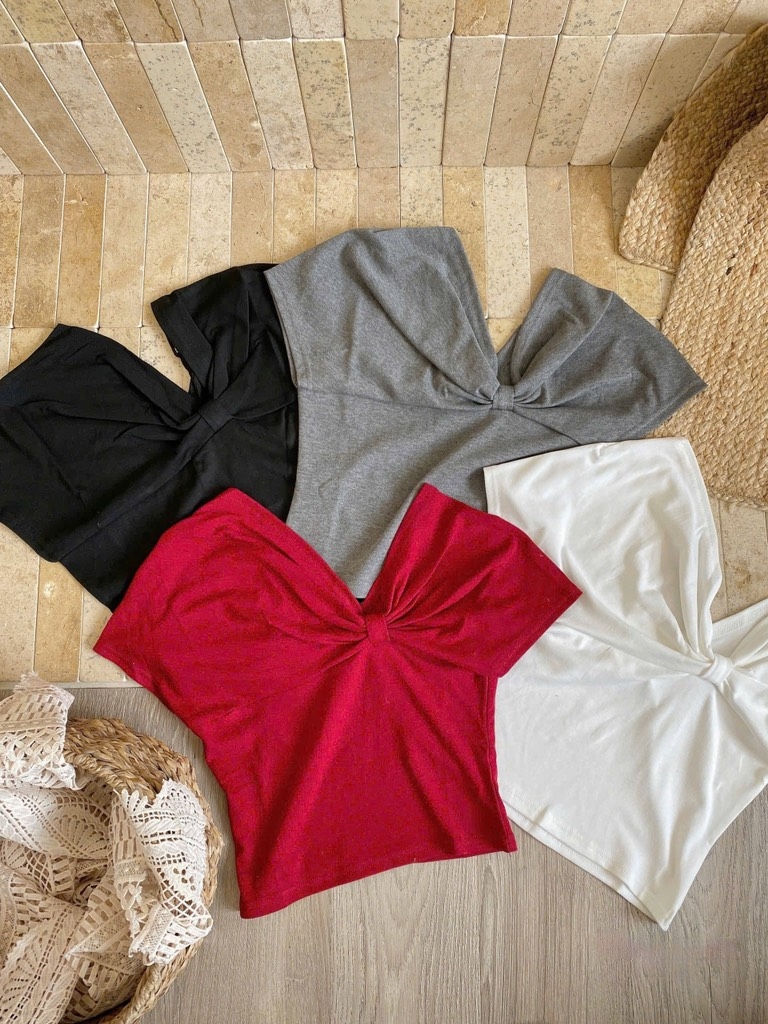 Áo thun nhún chéo ngực - 579