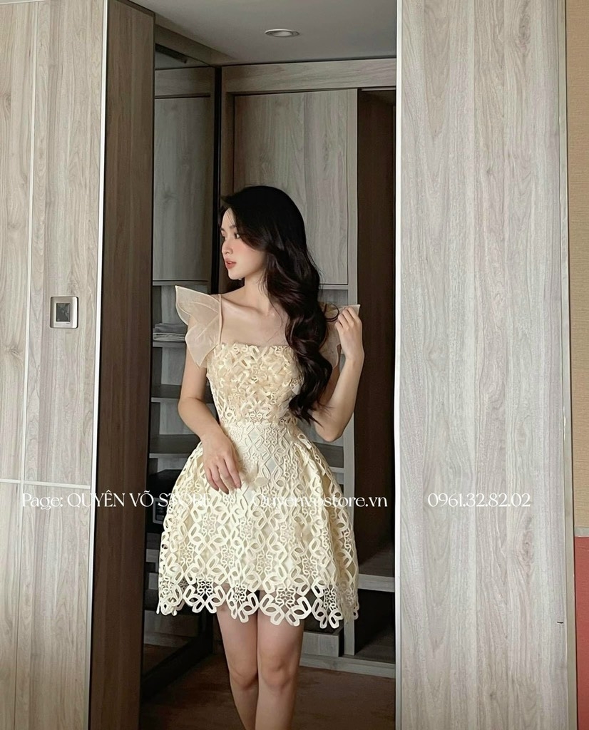 Đầm suông ren thêu - (Freesize dưới 54kg)