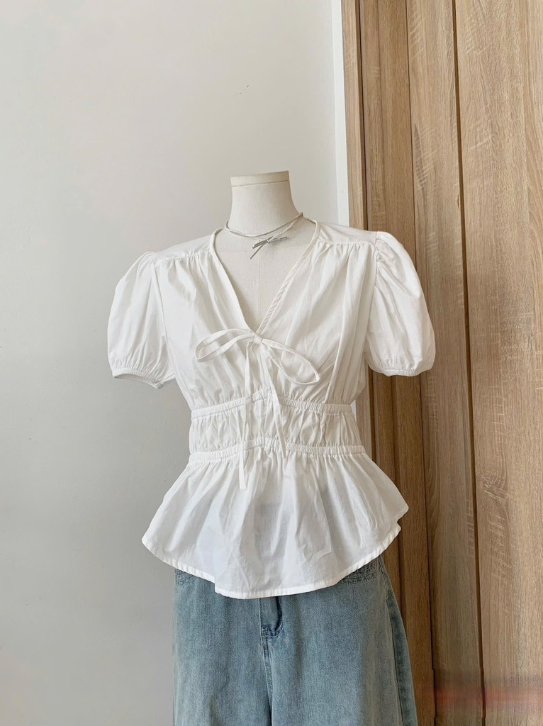 Áo thô cổ V chun eo tk - 838