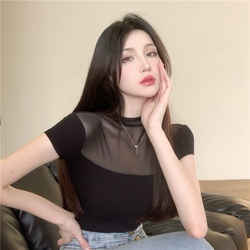 Áo thun croptop lưới - Freesize