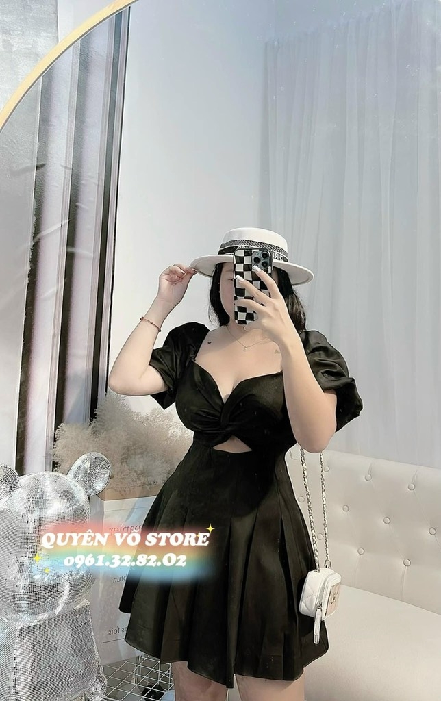 Đầm hở chân ngực dáng ngắn - Bigsize 55-65kg