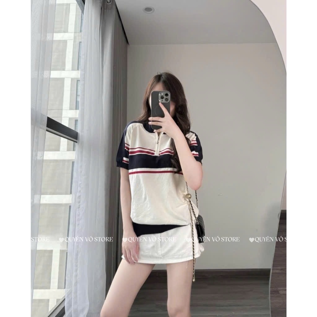 Áo khóa kẻ sọc ngang