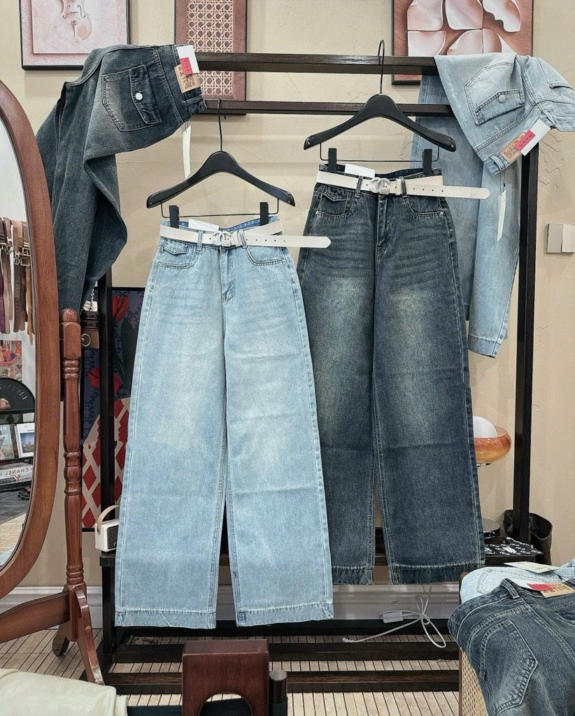 Quần jean suông trơn - 6081 Đậm