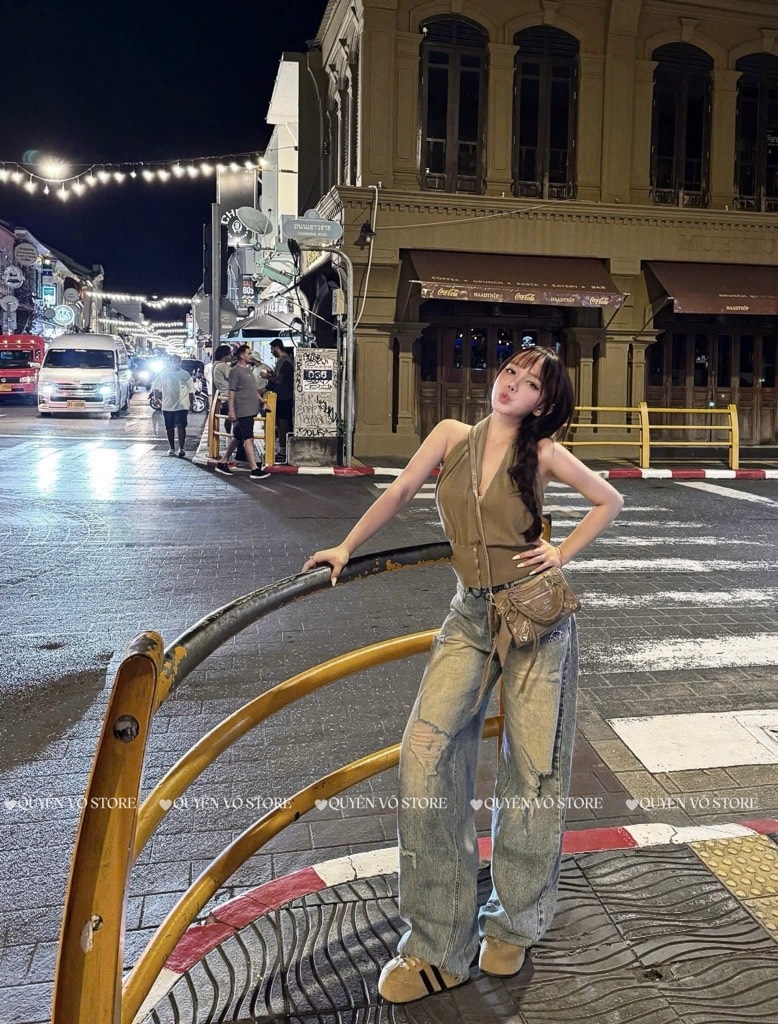 QJ 6536 Quần jean suông