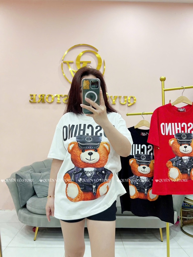 Áo thun gấu Moschino - Form rộng dưới 65kg