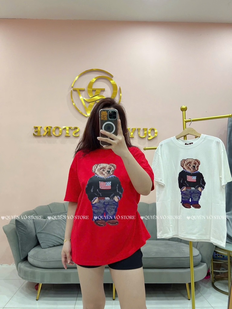 Áo thun gấu teddy - Form rộng dưới 65kg