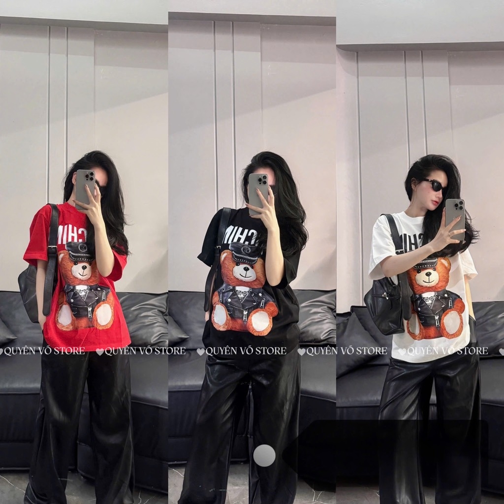 Áo thun gấu Moschino - Form rộng dưới 65kg