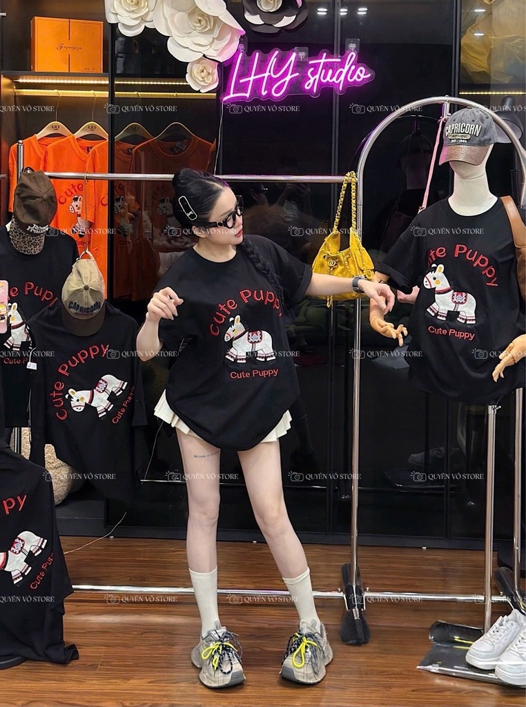 Áo thun ngựa cute - Form rộng dưới 65kg
