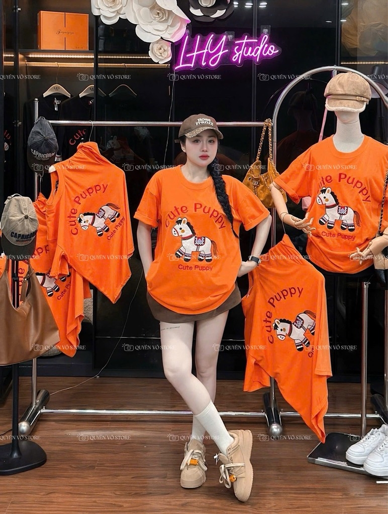 Áo thun ngựa cute - Form rộng dưới 65kg