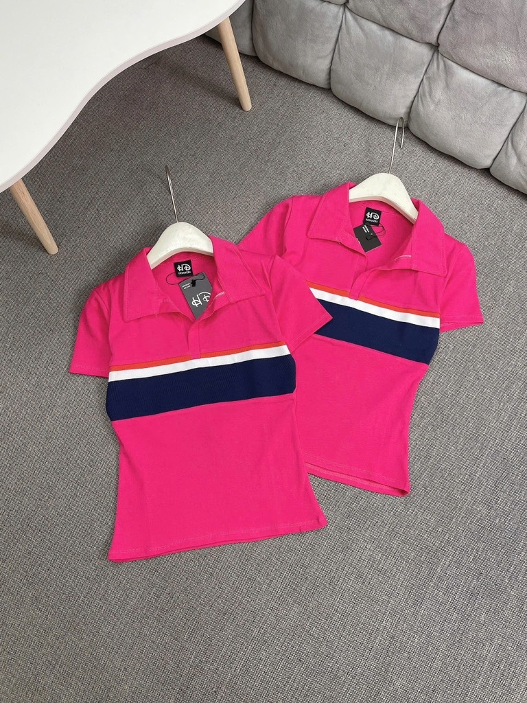 Áo thun cổ bẻ phối màu - Form vừa