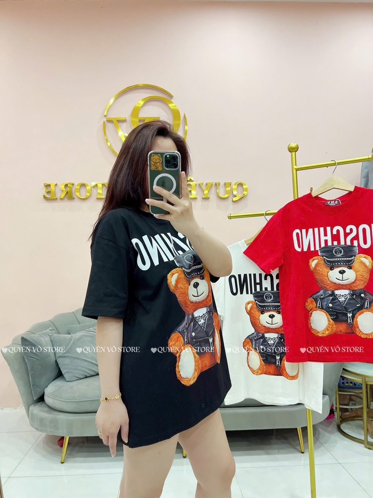 Áo thun gấu Moschino - Form rộng dưới 65kg