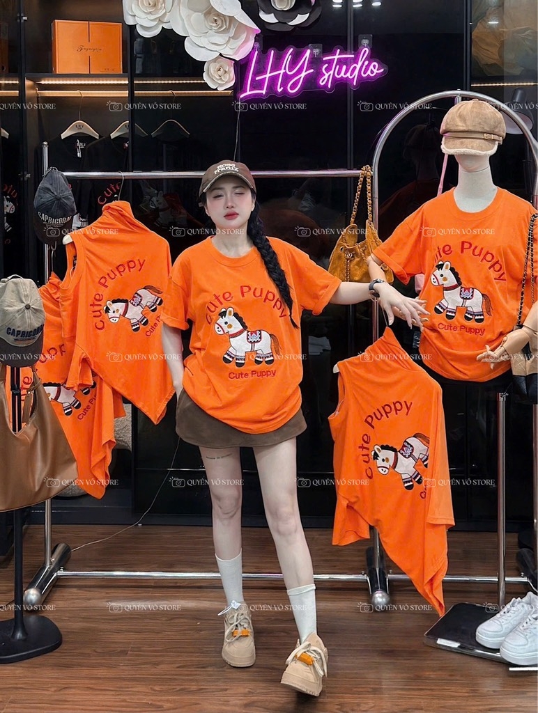 Áo thun ngựa cute - Form rộng dưới 65kg