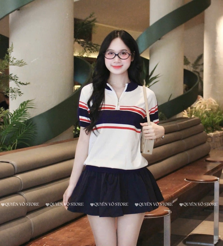 Áo khóa kẻ sọc ngang