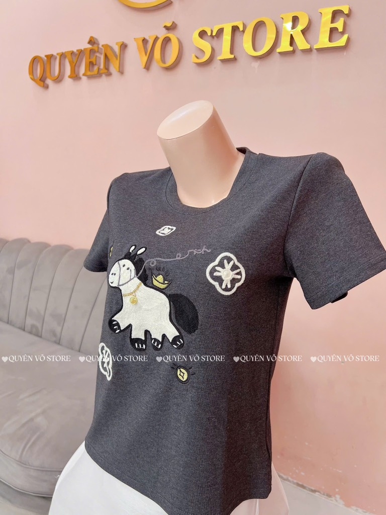 Áo thun ngựa thêu