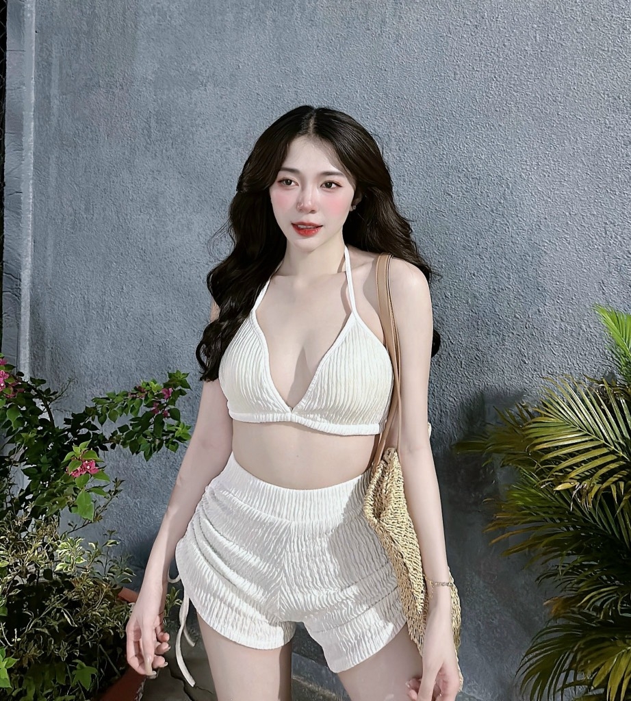 Set bikini quần đùi dây rút