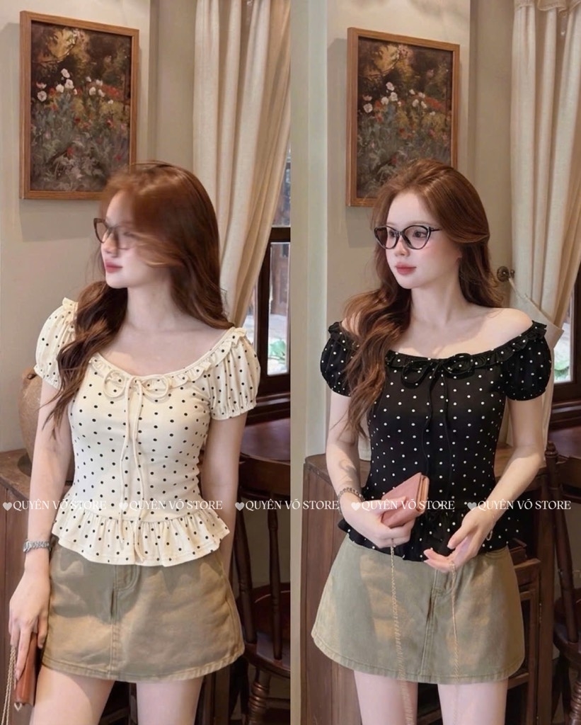 Áo thun cổ u viền bèo lai bèo