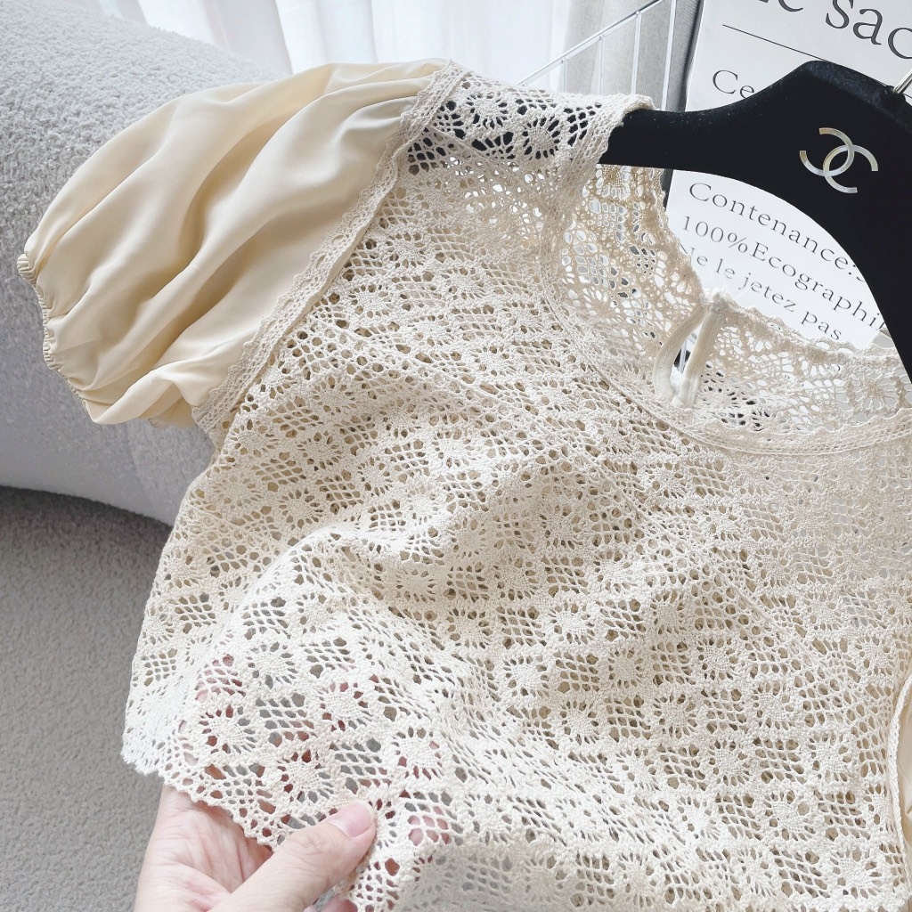 Áo nude ren hoa Quảng Châu - Freesize